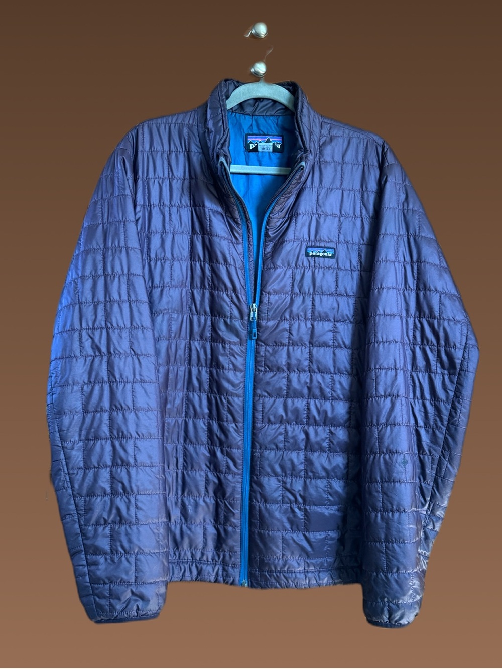 Patagonia Men's Quilted Puffer Jacket - Purple with Bright Blue Trim